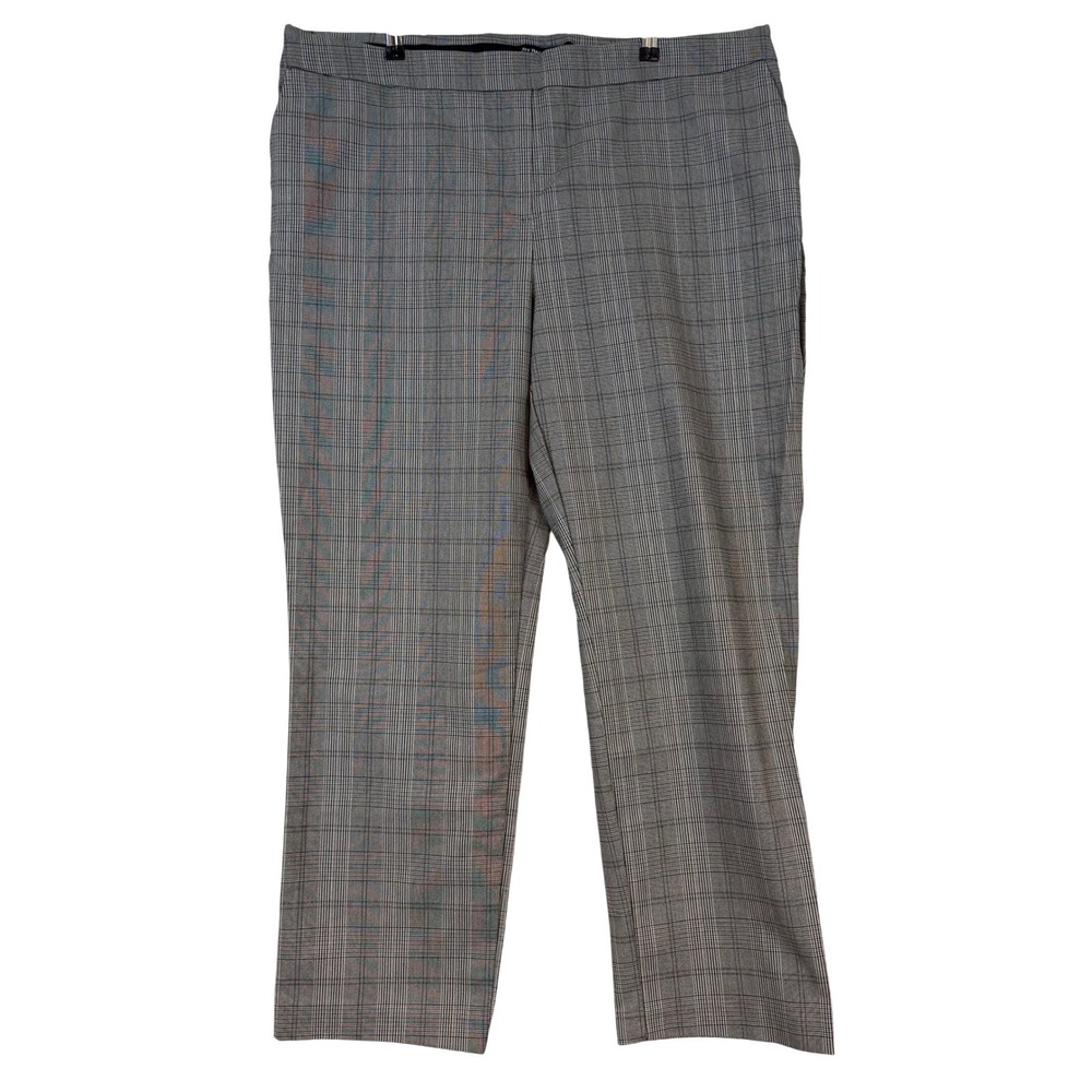 NWOT Hillary Radley Womens XXL  Plaid Pull On Straight Leg Dress Pants Office